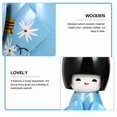 thumbnail image 2 of 3pcs Wooden Kimono Doll Figurine Desktop Japanese Kimono Doll Collectible Figurines, 2 of 4