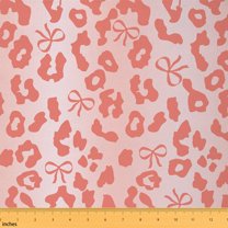 jejeloiu Kawaii Bowtie Fabric by the Yard 2 Yards,Girls Bow Knot Room Decor Fabric by the Yard,Orange Cheetah Print Fabric for Sewing,Breathable Bedroom Decorative