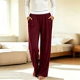 thumbnail image 2 of LEAVINGSUO Pajama Pants Women Plus Size Casual Elastic Waist Long Pants Pockets Comfortable Loungewear Trousers Wine XXL, 2 of 9