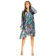 thumbnail image 5 of Sakkas Womens Long Sleeves Collared Neck Spring/Summer Short Shirt Dress/Cover-up - D-384-A - S/M, 5 of 5