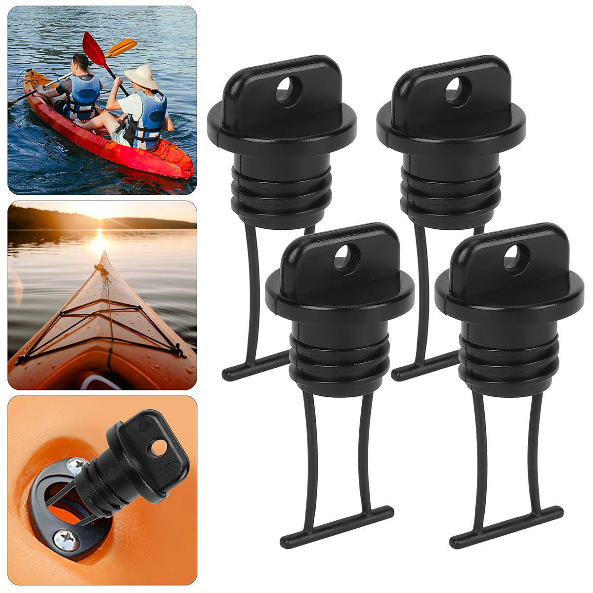 Gustave 4Pcs Universal Kayak Drain Plugs Thread Hull Drain Holes Plug