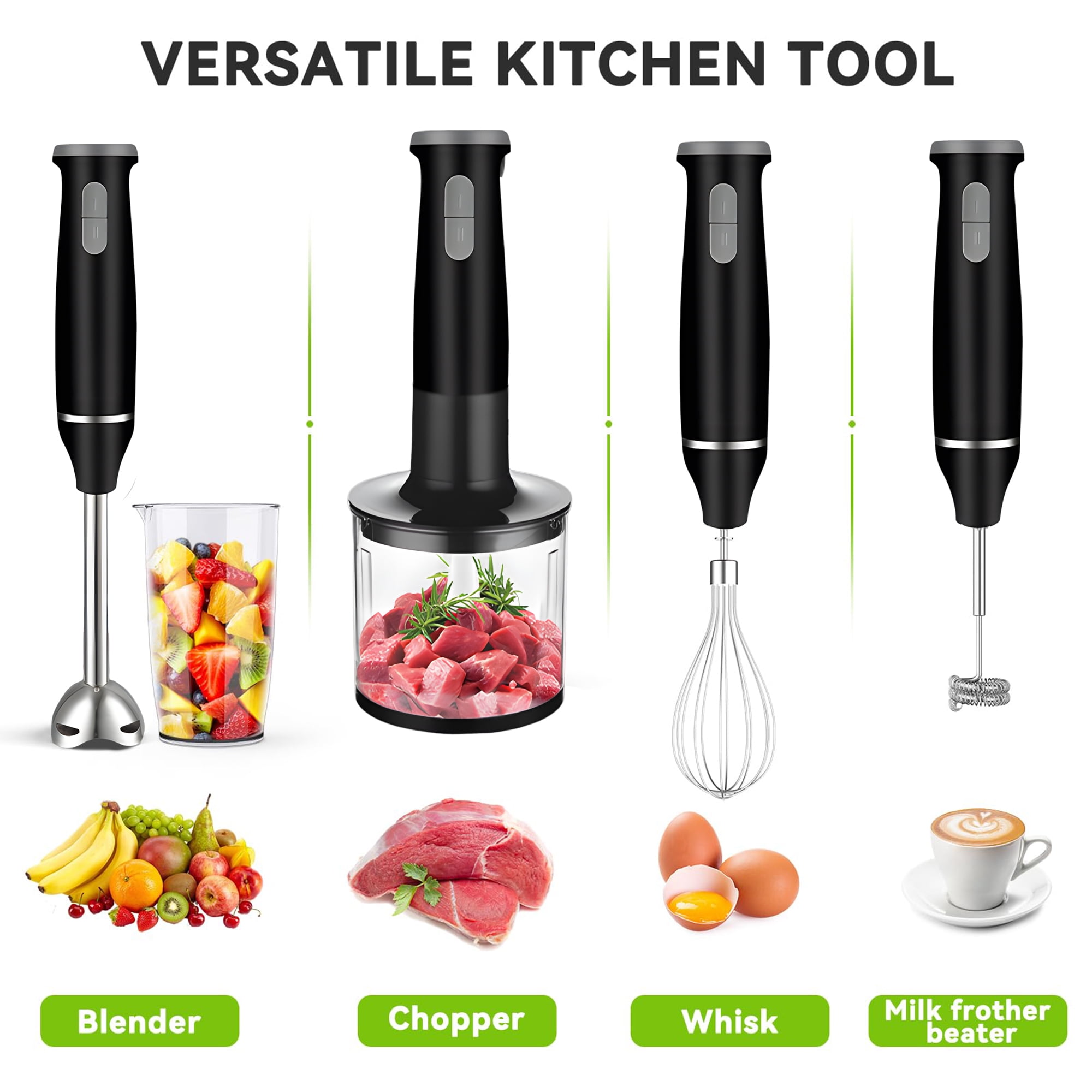 KitGody Immersion Blender,5-In-1 Portable Blender Stick Mixer for Milkshake Puree Smoothie Food