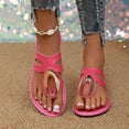 thumbnail image 4 of Mostsola Womens Flat Sandals Trendy Metal T-Strap Slides Lightweight Casual Summer Flip Flops, 4 of 7