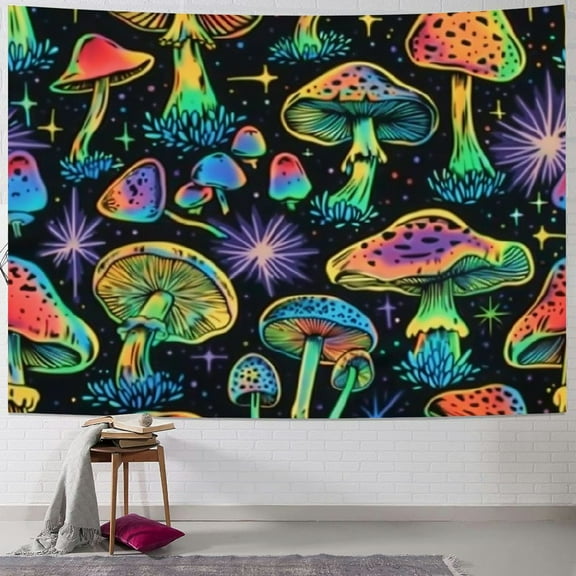 Orinice Mushrooms Stars Psychedelic Tapestry Wall Hanging Unique Style Home Wall Decor Art for Living Room Bedroom Dorm 4 Sizes Available 40x30inch