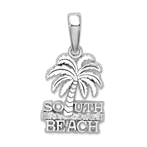 925 Sterling Silver Rhodium Plated Polished South Beach Palm Tree Pendant Necklace 23.33mm long Pendant for Women