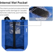 WANDF Mesh Swim Bag Beach Backpack with Wet Pocket, Waterproof Pool Bag with Full-Zip Opening for Women and Men,Drawstring Backpack for Swimming, Gym, Cruise,Waterpark Essentials(Navy Blue)