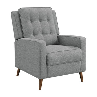 Benjara 31 Inch Modern Manual Recliner Chair with Padded Button Tufted Back, Gray