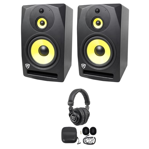 (2) Rockville DPM10B 10" 800w Powered 3-Way Studio Monitors Speakers Headphones