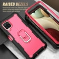 thumbnail image 6 of Dteck Case for Samsung Galaxy A12 6.5-inch,Shockproof Rugged Rubber Armor 3-Layer Protection Case Hybrid Hard PC Back With Ring Holder Kickstand Cover,Black+Rose, 6 of 6