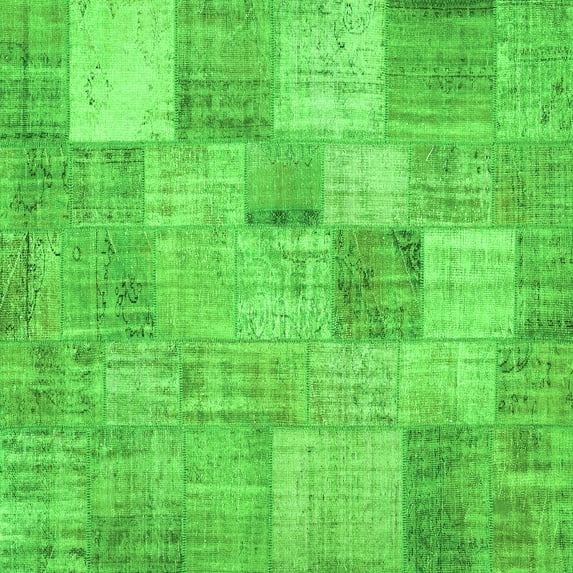 Ahgly Company Indoor Square Patchwork Green Transitional Area Rugs, 8' Square