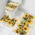 thumbnail image 3 of Sunflower Bath Mat 3 Piece Bathroom Rug Set, Yellow Spring Floral Summer Botanical Rustic Non Slip Bath Rug Contour Mat and Toilet Lid Cover, Absorbent Shower Mats Soft Bath Rugs and Mats Sets, 3 of 8