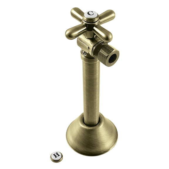 Kingston Brass CC83203X 1/2-Inch Sweat x 3/8-Inch O.D. Comp Angle Shut-Off Valve with 5-Inch Extension in Antique Brass