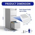 thumbnail image 2 of White 3 Drawer Metal File Cabinet with Lock,Heavy Duty Metal Filing Cabinet for Office,Business,Home, Legal/Letter Size, 2 of 7