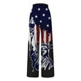 thumbnail image 4 of Edvintorg Women High Waist Casual Wide Leg Long Pants Fashion Independence Day Printed Loose Fit Straight Pants Trousers Sweatpants Women Dark Blue S, 4 of 5