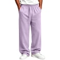 thumbnail image 4 of Resicozy Wide Leg Sweatpants Men Casual Straight Fleece Sweat Pants Athletic Workout Gym Jogger with Pockets Light Purple L, 4 of 5