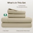 thumbnail image 3 of Beige Double Size Sheets Set, 400 Thread Count 100% Cotton Sateen, Soft & Breathable Deep Pocket Sheets, Cooling Double Sheet Set - Beige (Golden Tone), 3 of 13
