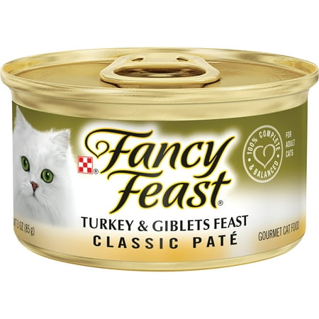 Fancy Feast Grain Free Pate Wet Cat Food, Classic Pate Turkey & Giblets Feast, 3 oz. Can