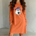 thumbnail image 5 of Taqqpue Womens Halloween Cotton Nightgown Long Sleeves Round Neck Sleepshirt Print Nightshirt Casual Plus Size Knee Length Sleep Dress Pullover Halloween Pumpkin Printed Sleep Shirt for Women, 5 of 6