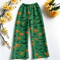 thumbnail image 5 of Hearthz Flannel Pants for Women Boo Ghost Pumpkin Graphic Women Pajamas Fleece Pajama Pants Drawstring Elastic Waist Wide Leg Pajamas Pants for Women, 5 of 6