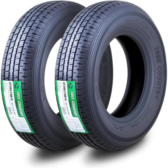 Free Country ST 205/75R15 8 Ply /Load Range D w/Scuff Guard Trailer Tires, Set of 2