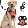 thumbnail image 1 of Arnés para perro, collar para perro, correa para perro, chaleco de tiro ajustable para arnés reflectante para perro Naranja (L), 1 of 5