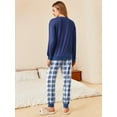 thumbnail image 3 of Ekouaer Womens Jogger Pajama Set Long Sleeve Pjs 2 Piece Gingham Lounge Joggers Set Soft Pyjamas Blue Plaid Jogger Pjs, 3 of 6