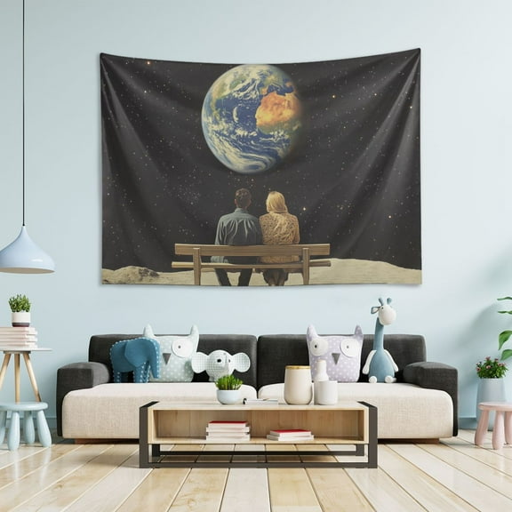 Yayeee Tapestry Wall Hanging for Bedroom 60" x 40" Living Room Home Wall Art Decor, Sitting On The Moon