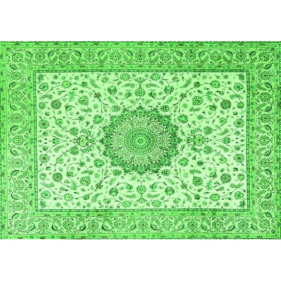 Ahgly Company Indoor Rectangle Medallion Green Traditional Area Rugs, 2' x 5'