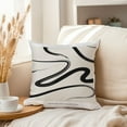 thumbnail image 3 of Ethan Taylor Abstract Throw Pillow Soft Cushion Cover 'Lines Neutral Beige Shapes' Mid-Century Modern Pattern Decorative Square Accent Pillow Case, 18x18 Inches, Black, Beige, 3 of 5