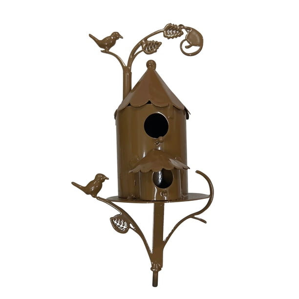 Decoración para exteriores, decoración del hogar, pajarera de metal con postes, estaca para patio, jardín, decoración de jardín, pajarera de metal para exteriores, estacas para jardín.