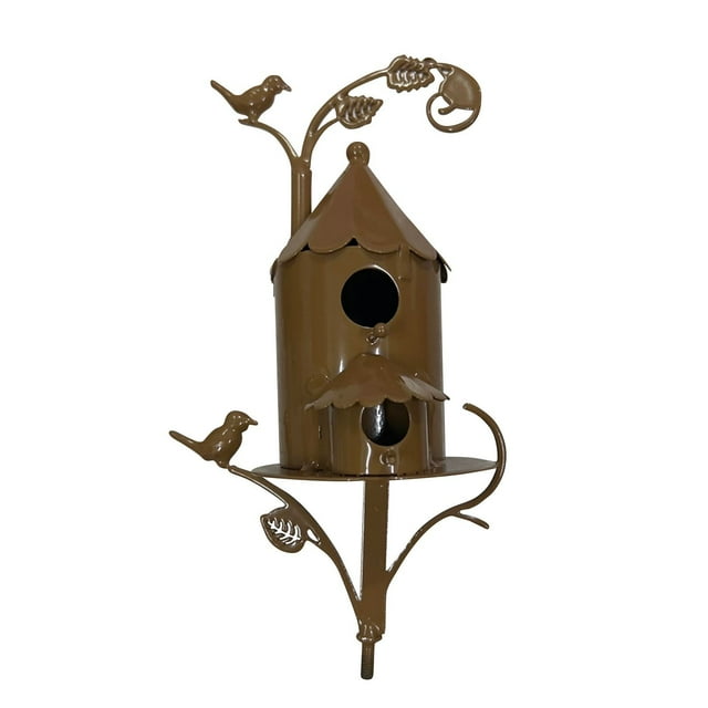 Outdoor Metal Bird House, Stake Bird House, Rustproof Design, Easy Installation, for Patio, Backyard, Garden, Bird Attractant, Durable Steel Construction, Wildlife Feeder, Decorative, Ihhxbs