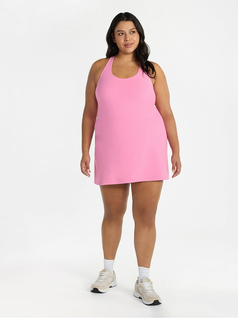 Avia Women's and Women's Plus Active Dress with Built In Bra, Sizes Xs-4x, Size: XXL, Pink