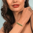 thumbnail image 4 of 18K Yellow Gold Plated Silver Rainforest Topaz and White Lab Grown Diamond Tennis Bracelet for Women (5.06 Cttw, Cushion Checkerboard 6MM, Gemstone Birthstone, Fully Adjustable up to 9 inch), 4 of 4