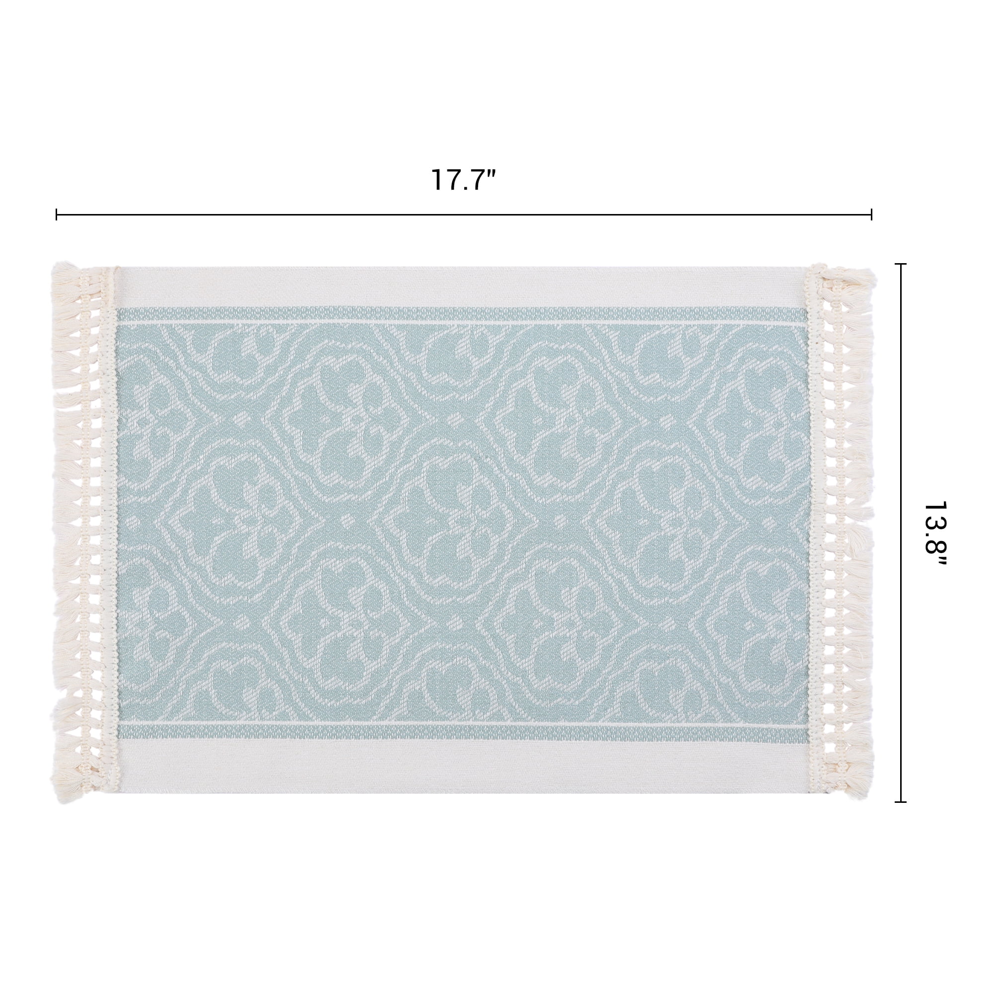 Unique Bargains Set of 4 Linen Farmhouse Placemats Light Green 17.7x13.8inch