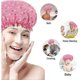 thumbnail image 5 of Waterproof Double Layer Plastic Shower Cap for Women, Elastic Band Reusable Hair Cap (Pink Bird), 5 of 5