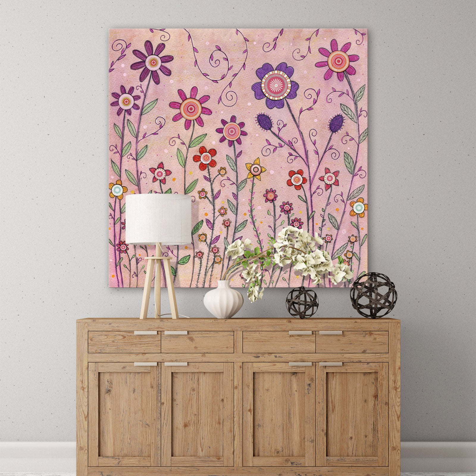 Marmont Hill "August Flowers" by Sascalia Painting Print on Wrapped Canvas