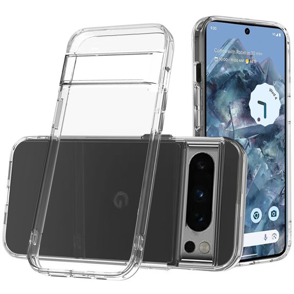 Designed for Google Pixel 9 Pro XL (6.8 inch) Hybrid HD Crystal Clear Hard PC Back Gummy Thick 2.0mm TPU Frame Slim Chromed Buttons Phone Case Cover [Transparent]