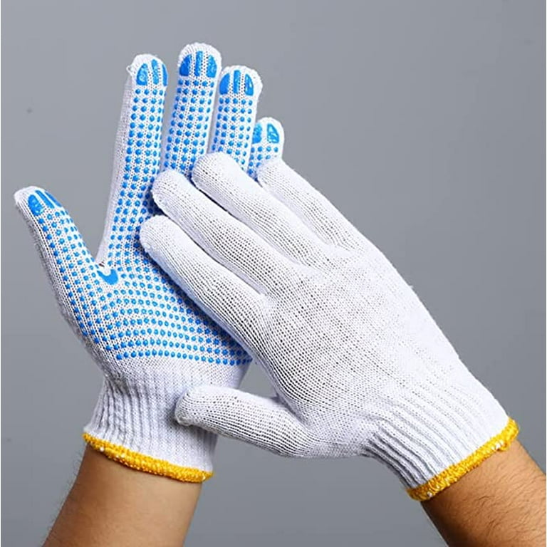 Safety Work Gloves with Grip Dots, Safety Protective Cutting Glove for Kitchen Painter Mechanic Industrial Warehouse Gardening Construction - 24 Pairs