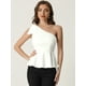 thumbnail image 4 of Blusa sin Mangas Allegra K para Mujer Peplum Top de un Hombro con Volantes Blanco XL, 4 of 6