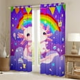 thumbnail image 2 of Erosebridal Chic Axolotl Curtains Pack of 2(52x63),Cartoon Rainbow Black Out Curtains,Multicolor Stars Curtains for Living Room For Girls,Breathable Room Decoration, 2 of 6