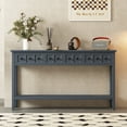 thumbnail image 3 of Harper & Bright Designs Retro Long Console Table with Storage Drawers and Bottom Shelf, Wood Rustic Sofa Table for Entryway Living Room, Hale Navy, 3 of 18