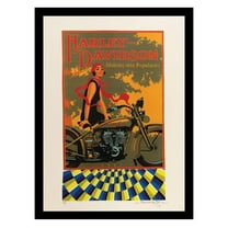 Vintage Harley-Davidson Motorcyle Lady. Framed Print