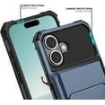 thumbnail image 3 of KOMI Compatible with iPhone 16 Pro Max Case with Card Holder[Store 5 Cards] Dual Layer Heavy Duty Shockproof Wallet Case with Hidden Card Slot Large Storage Cover for Men&Women 6.9'' Blue, 3 of 5