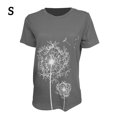thumbnail image 3 of Minnieouse Camisas de cuello para mujer, camisetas transpirables de verano de estilo Simple de diente de león de manga corta, ropa Prendas para la parte del cuerpo Gris oscuro S, 3 of 6