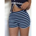 thumbnail image 6 of Womens Stripe Hot Girl Low Waist High Elasticity Shorts Bodycon Bottoms Fashion Summer Blue S, 6 of 9