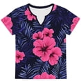 thumbnail image 3 of AUNVITO Women's Casual Fashion T-Shirt Short Sleeve V Neck with All-Over Print for Spring Summer, 3 of 6
