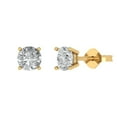 thumbnail image 2 of 2 Ct Round Cut Studs Clear Crystal 18K Yellow Solid Gold Everyday Dainty Earrings Push Back, 2 of 7