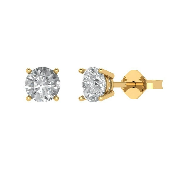 Clara Pucci 1.5Ct Clear Round Cut VVS1 Push Back Stud 18k Solid hypoallergenic Gold Designer Earrings For April