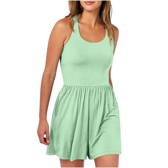 IROINID Combinaisons Amples d'Été pour Femmes, Combinaisons de Course pour Femmes Tenues de Gym Yoga Vert Menthe m