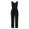 thumbnail image 5 of Gaecuw Womens Jumpsuits Casual Dressy Sleeveless Cold Shoulder Overall Square Neck Band Collar Solid Onesie Strappy One Piece Outfits Adjustable Pants High Waisted Wide Leg Summer Romper Calf Length, 5 of 8
